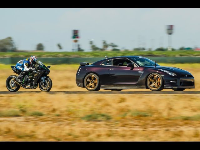 Kawasaki H2R vs 1350hp Nissan GTR - 1/2 Mile Airstrip Race 3