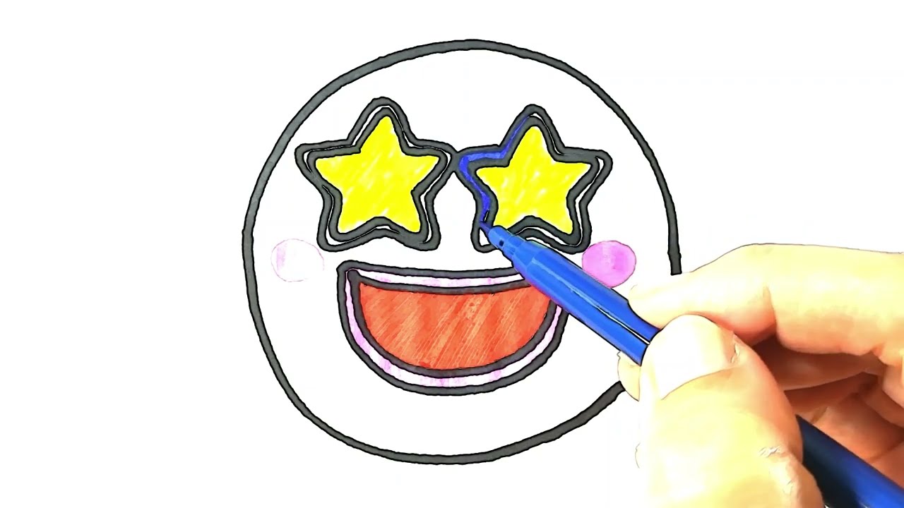 Easy Emoji Drawing for Kids, How to Draw Star Eyes Emoji - YouTube