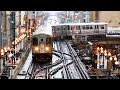 Riding on the chicago l elevated train on the loop cta train