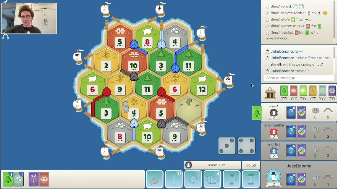 CATAN LUCKY GAME WITH A SALTY VIEWER! (colonist.io RANKED) YouTube