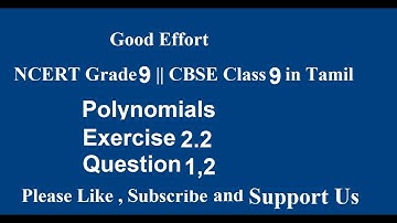 NCERT Grade 9 || CBSE Class 9  - Polynomials  Exercise 2.2 - Question 1,2 in Tamil