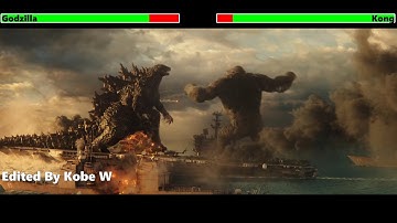 Godzilla vs. Kong (Aircraft Carrier Fight) with healthbars