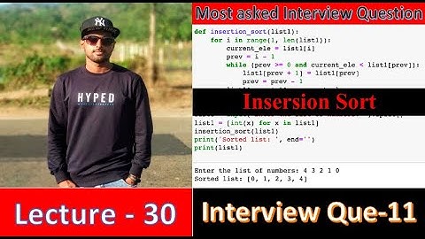 Interview Question Series [Python]- 11 : Insertion Sort