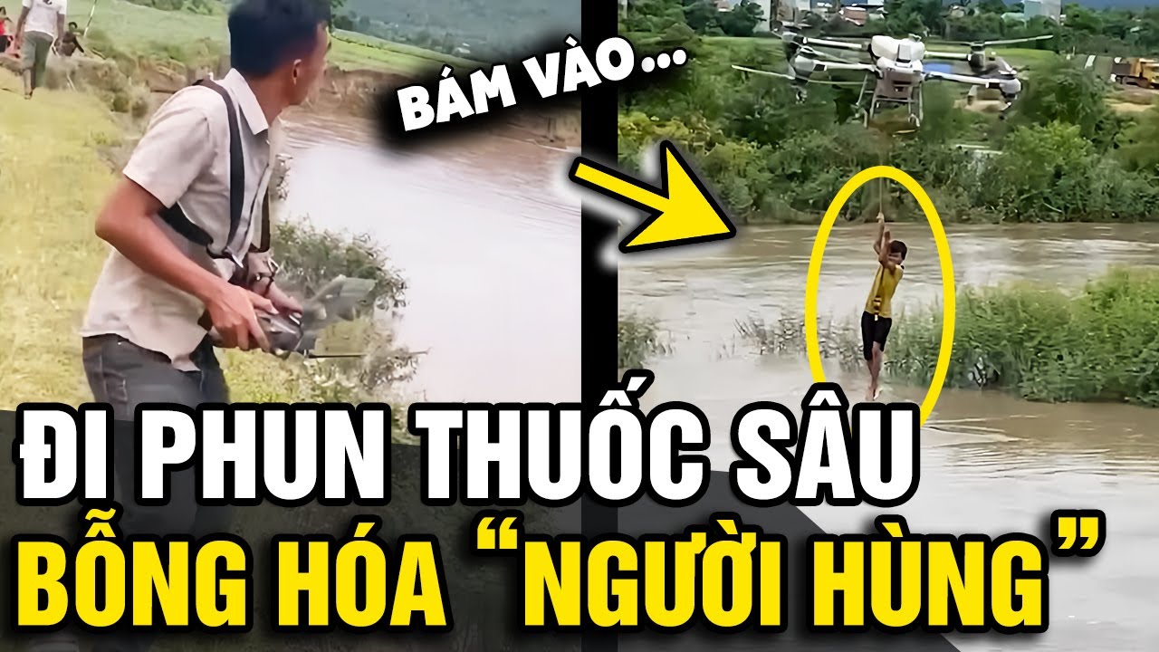'DÙNG DRONE' để phun thuốc sâu, anh nông dân cứu được '2 ĐỨA TRẺ' bị mắc kẹt | Tin Nhanh Official