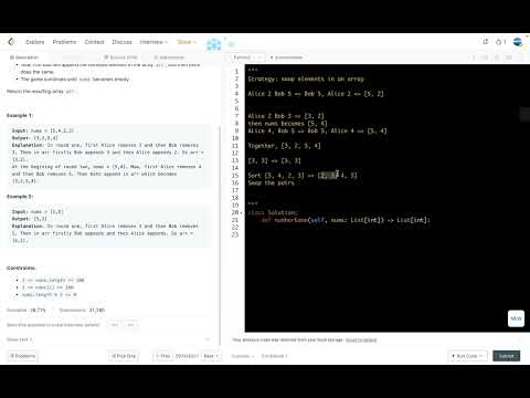 leetcode 2974  Minimum Number Game  - swap neighbor elements