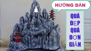 Hòn non bộ đường về xứ phật  từ xốp và xi măng- Road to Buddha waterfall  from Styrofoam and cement