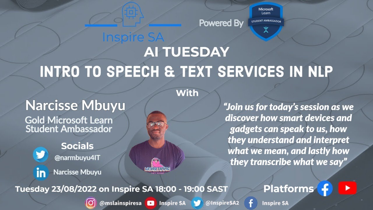 AI Tuesday - Intro To Speech & Text Services in NLP - YouTube