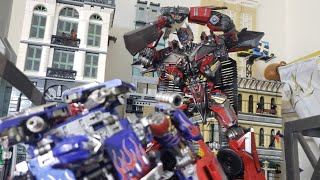 Sentinel Prime vs Optimus Prime OV01 Chicago Battle Transformers Dark of the moon toy stop motions