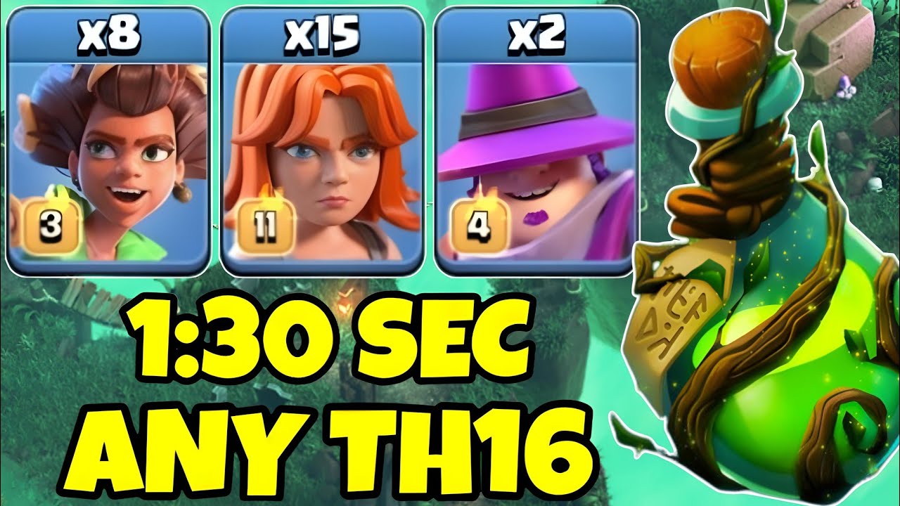 8X Root Riders + 15X Valkyrie + 2X apprentice warden BEST TH16 Attack Strategy ( Clash of clans )!!