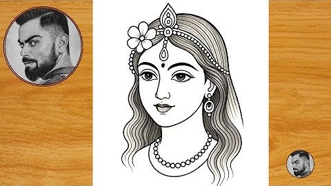 How To Draw Radha Rani Face-Outline Drawing | Radhe Krishna drawing | Radha Drawing | how to draw