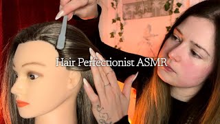 ASMR Perfecting Hair Behind The Ear | Hair Brushing, Combing, Hair Decoration, Smoothing Hair Cream