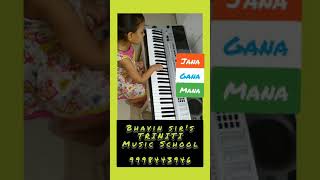 Years Old Little Girl Playing National Anthem Gan Man Cover Keyboard