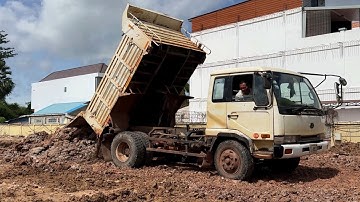 Full Video Landfill Project By Dozer KOMAT’SU Pushing Stone Soil with Dump Truck 5Ton into Field