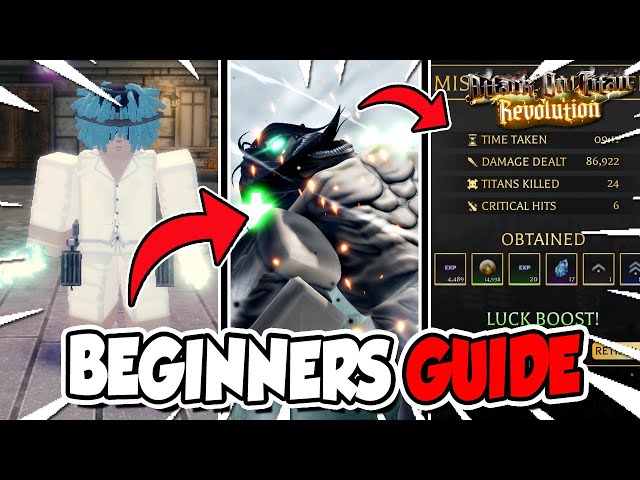 AOT Revolution Best Beginners Guide! (Level Up Fast,Rank Up,Titan Shifting,Etc) class=