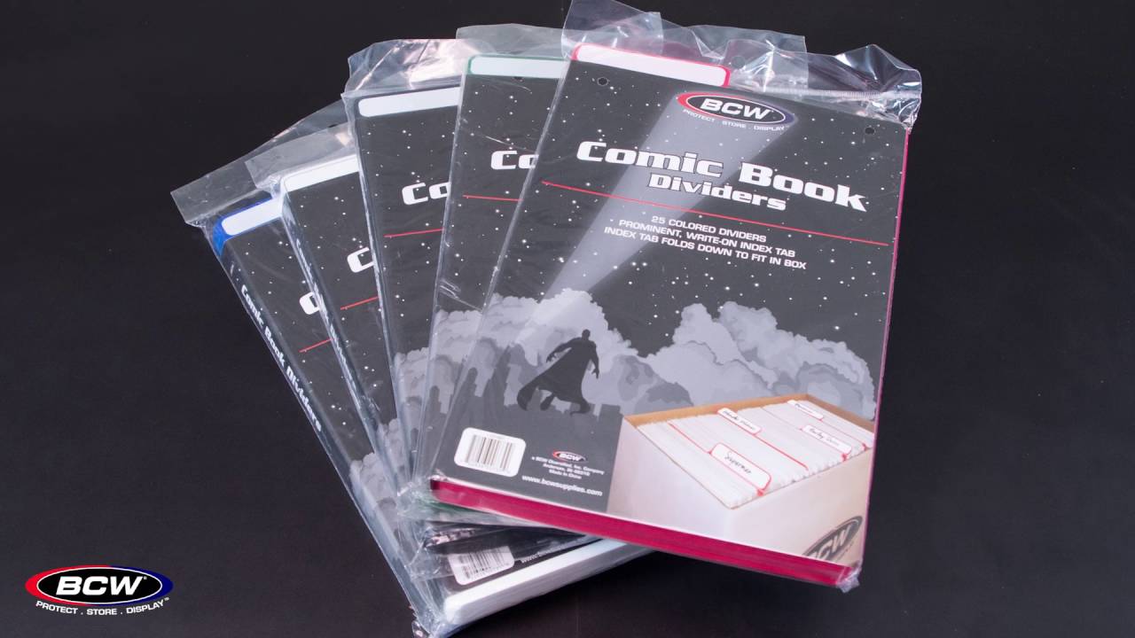 50 Max Pro Red Plastic Comic Book Dividers with Folding Write On Tab