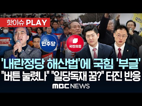 &amp;quot;버튼 눌렸나&amp;quot;..민주당 &amp;#39;내란정당 해산&amp;#39; 법안 발의에 국힘 &amp;#39;발끈&amp;#39;..&amp;quot;여당 전체 묶는 건 불가능&amp;quot; &amp;quot;이해되나 악용안돼&amp;quot; - [핫이슈PLAY] 2025년 3월 16일
