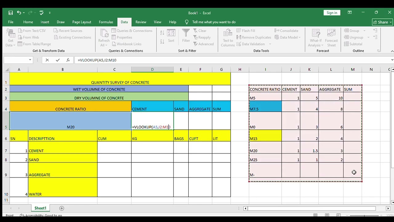 Automatic Excel Sheet for Concrete Quantity Survey