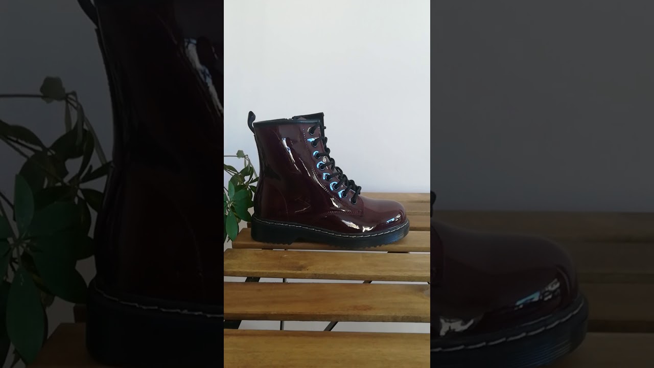 Botas militares burdeos charol - YouTube