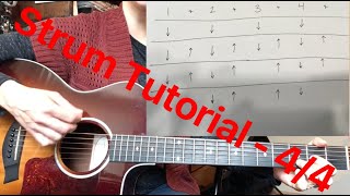 Strum pattern tutorial 4/4 time signature on acoustic guitar