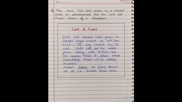 Advertisement Writing Lost and found l advertisement writing on lost purse