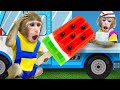 Kiki monkey get tasty giant watermelon popsicles ice cream  coca fanta pepsi jellykudo animal kiki