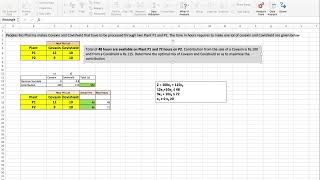 Linear Programing Maximisation Problem using Excel