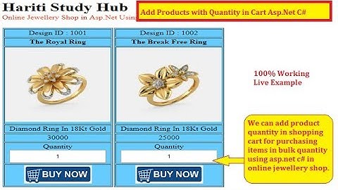 Bulk Order with Quantity in Shopping Cart in Asp.Net C# | Hindi | Free Learn | Online Jewellery Shop