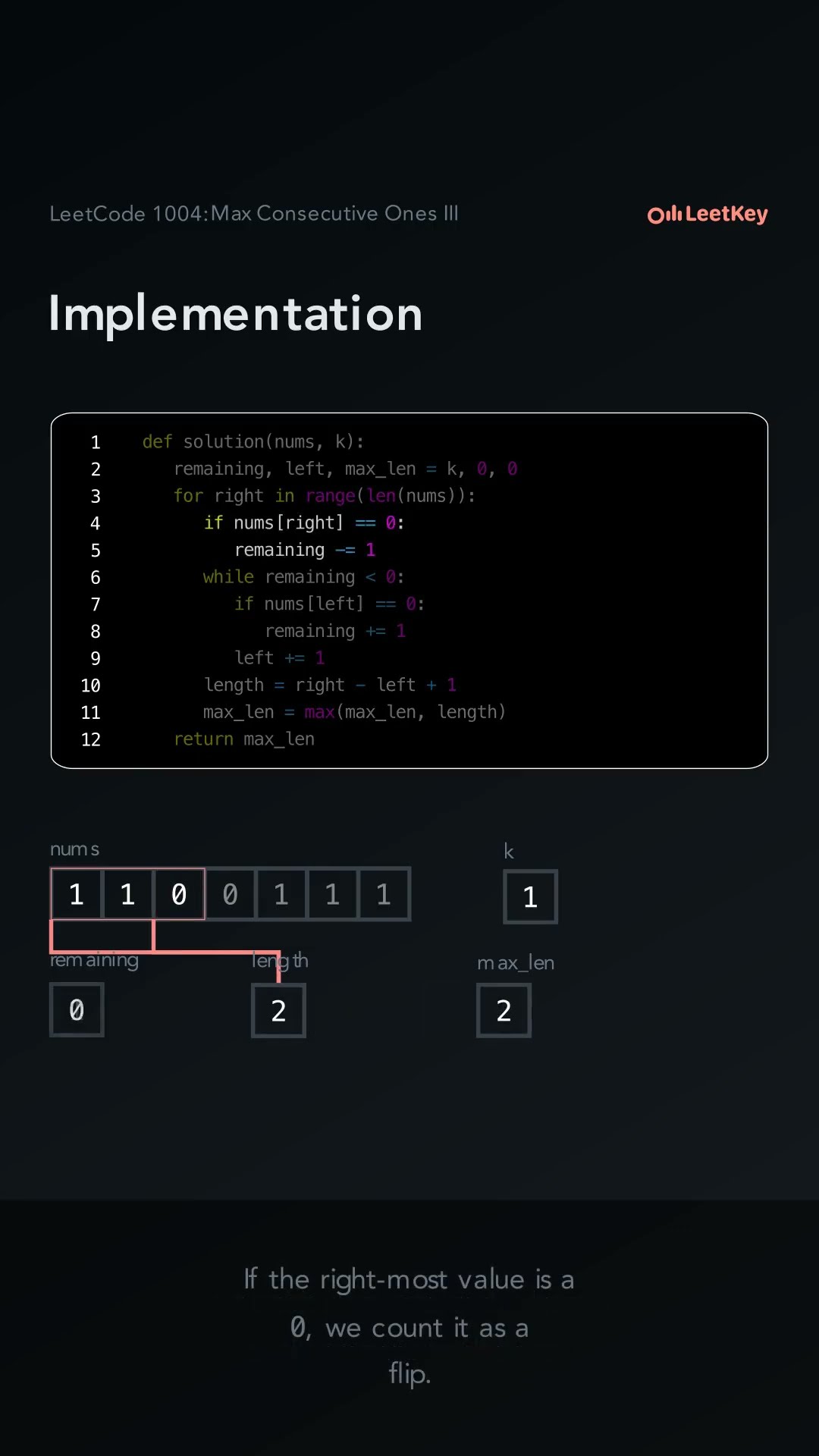 Video of LeetCode Problem 1004: Max Consecutive Ones III