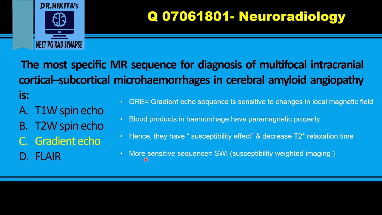 MRI sequence- GRE/ SWI- for hemorrhage - YouTube