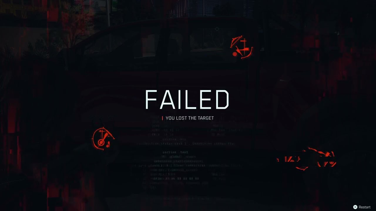 MindsEye - you lost the target (game over glitch error)