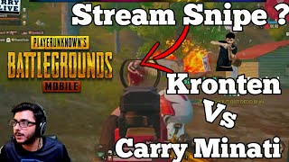 Kronten Killed Carry Minati, Kronten Ne Stream Snipe Kiya ? Carry Vs Kronten best Pubg Highlight