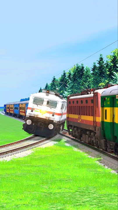 TWO TRAIN CLOSE CALL ACCIDENT AT CURVE TRACKS 😱 #train