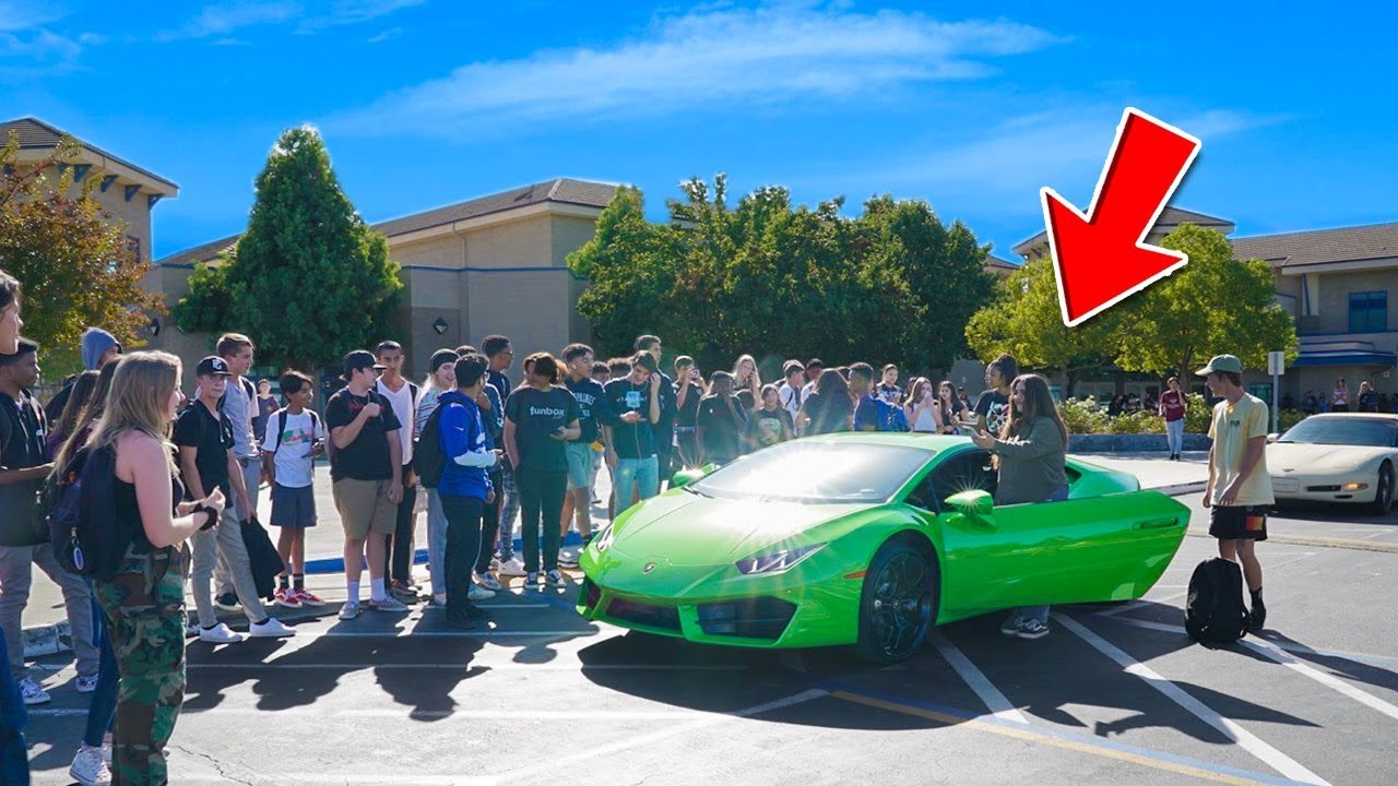 Picking Up Little Sister from High School in LAMBORGHINI