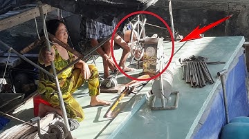 Ghe tàu tăng tốc mạnh mẽ để vượt cống ngăn mặn TRÀ VINH.CỐNG 7 CỬA ( CỐNG RẠCH BÀNG )