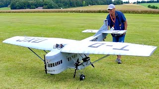 Huge Rc F-121 Farman Jabiru Scale Model Electric Airplane Flight Demonstration