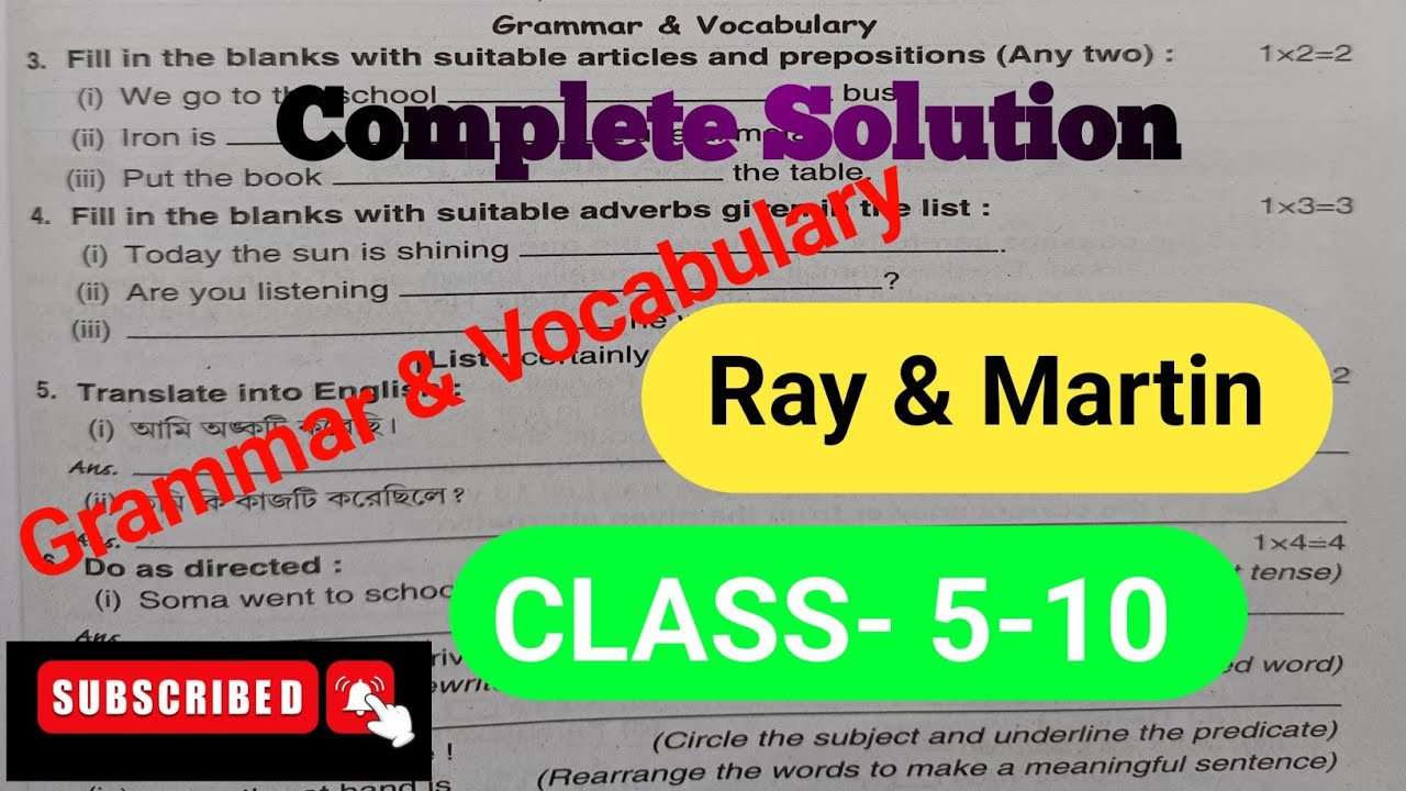 Grammar & Vocabulary// Ray & Martin #Class-5, #english #worksheet ...