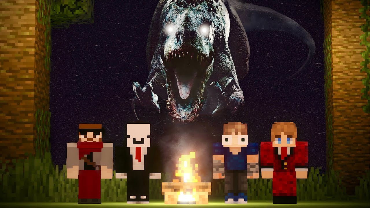 4 Idiots Survive The Indominus Rex in Minecraft