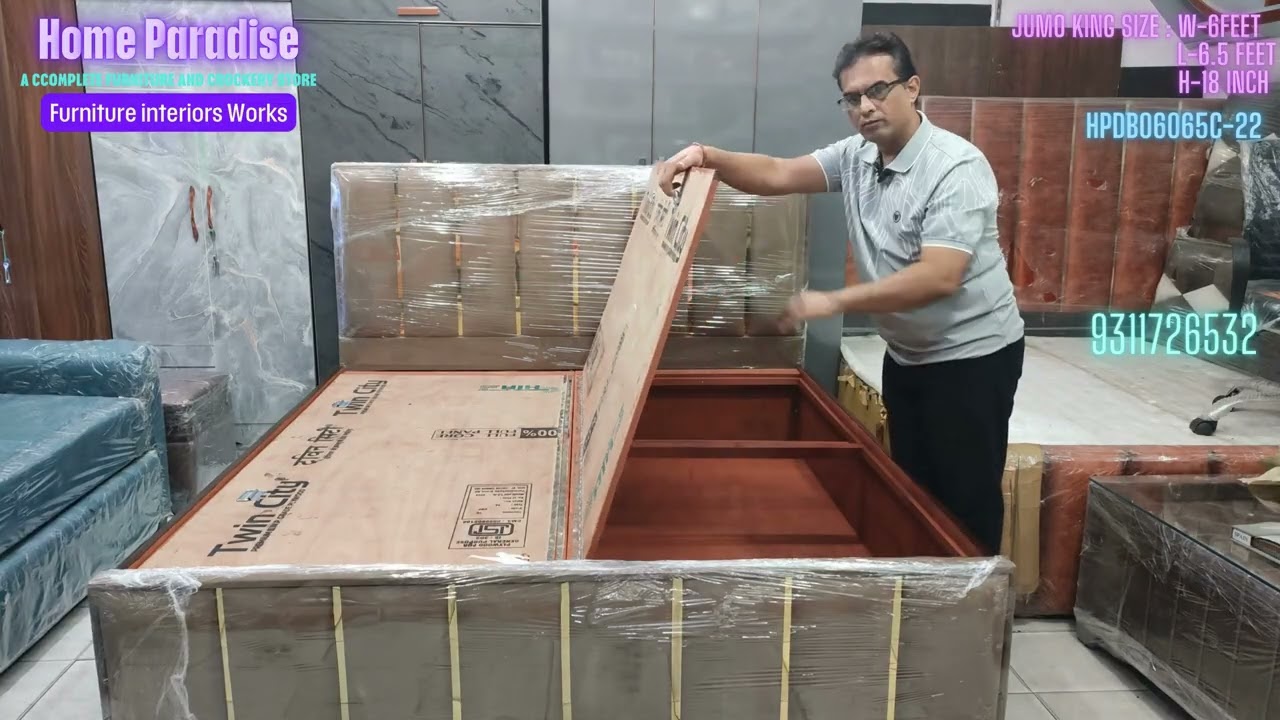 BED KING SIZE ( Home Paradise – King Size Double Bed with Storage (Model: HPDB06065C-22) 