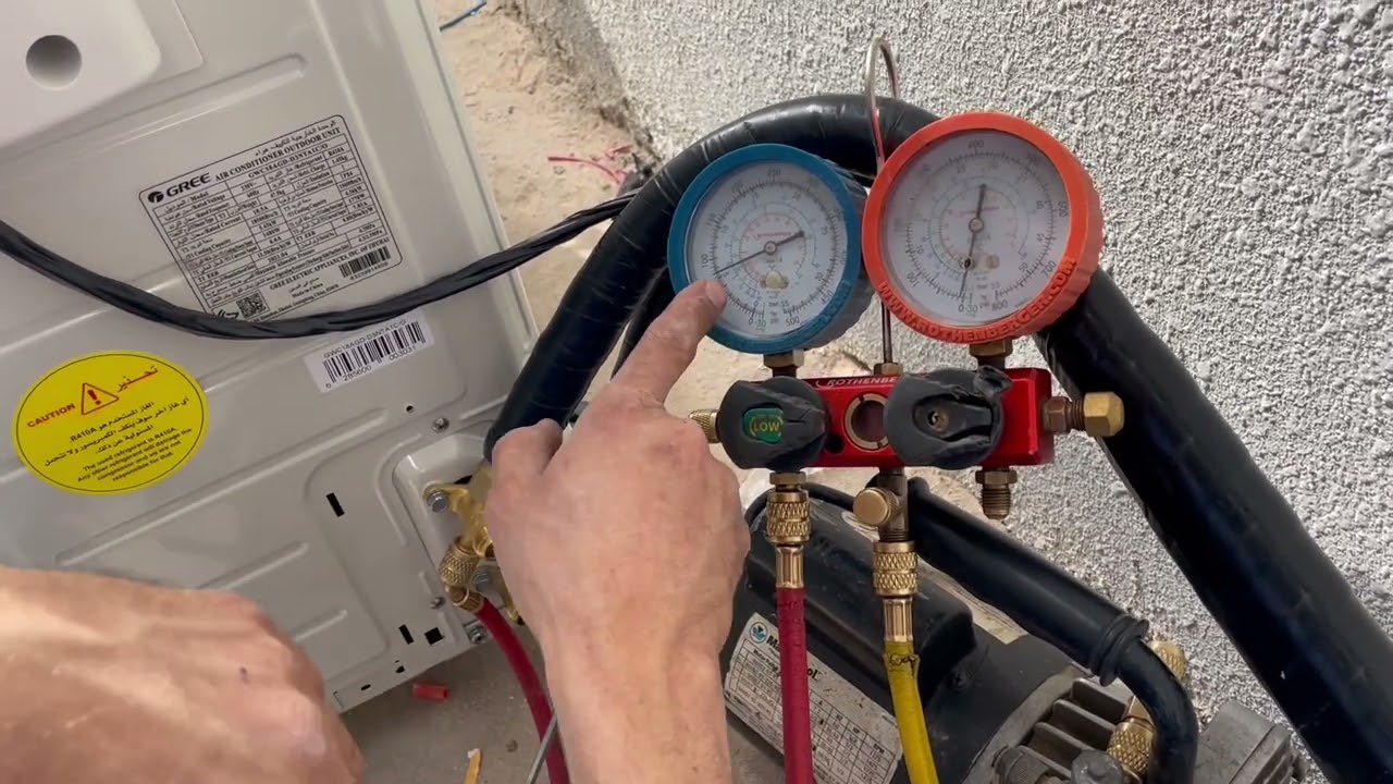 تعلم الطريقه الصحيحه لعمل تفريغ الهواء(الفاكيوم) عند تركيب جهاز التكييف مع م/محمد ابراهيم 0555525137