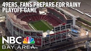 49ers, Fans Prepare for Rainy Playoff Game at Levi's Stadium - YouTube