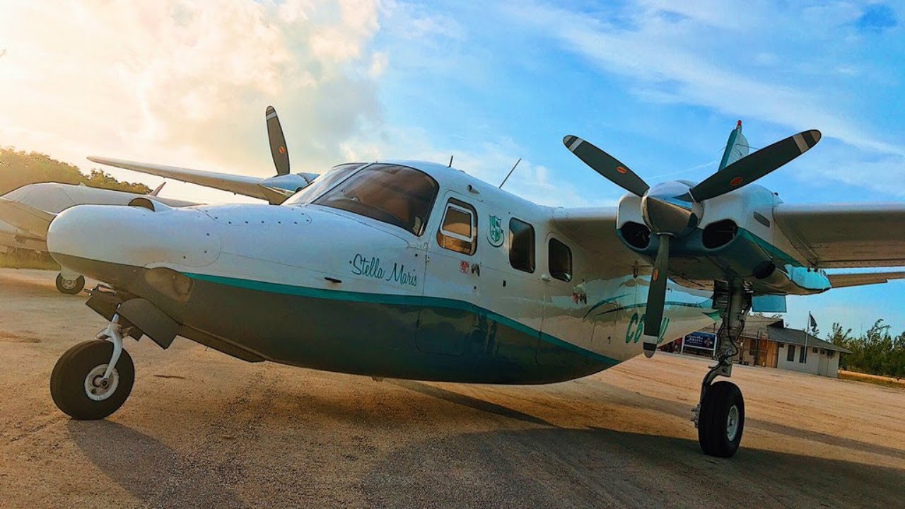 Aero Commander 500B | GoPro Cockpit POV 1080p | Takeoff | Stella Maris, Long Island, The Bahamas