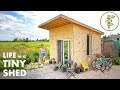 Woman living in a 10 x 11 shed converted into a budget tiny house