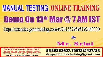 MANUAL TESTING Online Training in DURGASOFT