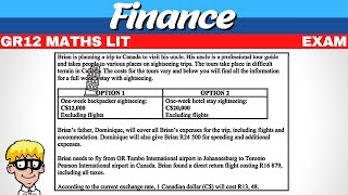 Grade 12 | Maths Lit Finance Exam Questions