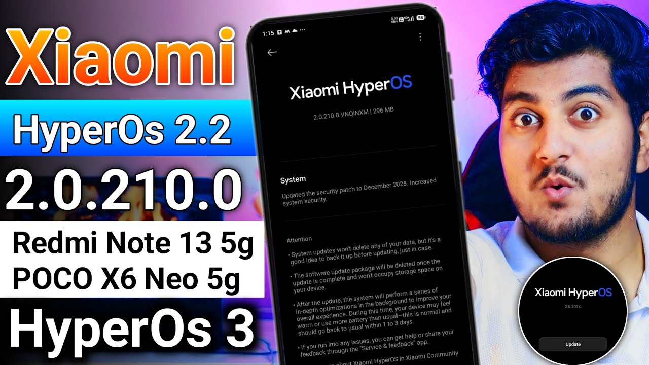Redmi Note 13 5g / Poco X6 Neo HyperOs 2.0.210.0 India Update Redmi note 13 5g hyperOs 3
