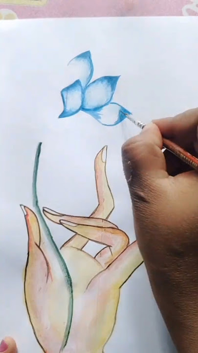 How to draw # fingers in flower # easy painting # art #trending short#viral short