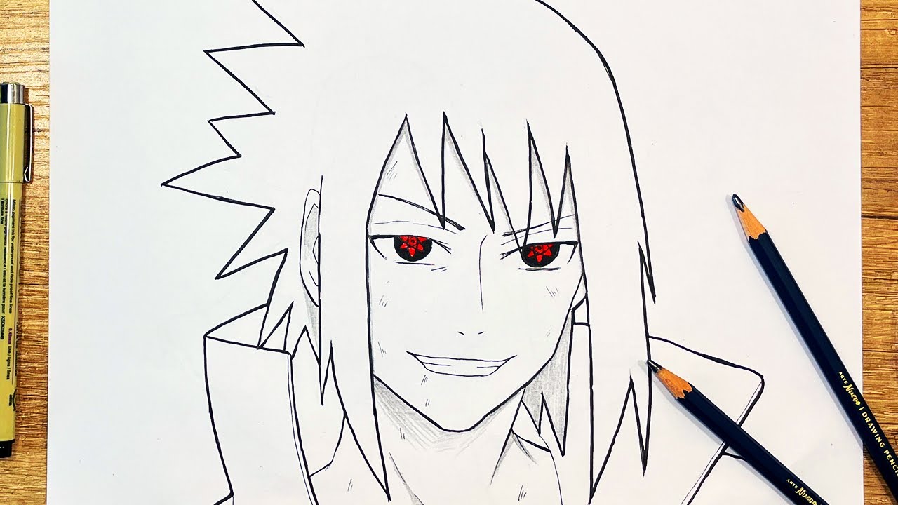 ASMR | Pencil Drawing 158 | Adult Sasuke Uchiha (Request) - YouTube
