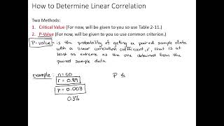 P-Value for Determining Linear Correlation