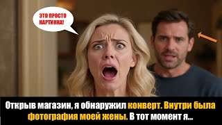 картинка: Открыв магазин, я обнаружил конверт. Внутри была фотография моей жены. В тот момент я...