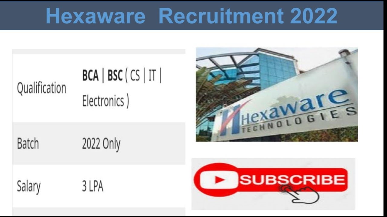 HEXAWARE IS HIRING FRESHERS FROM BCA & BSC 2022 | APPLY Registration link 👇